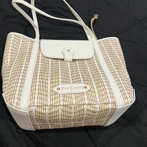 Eric Javits White and Brown Woven Tote